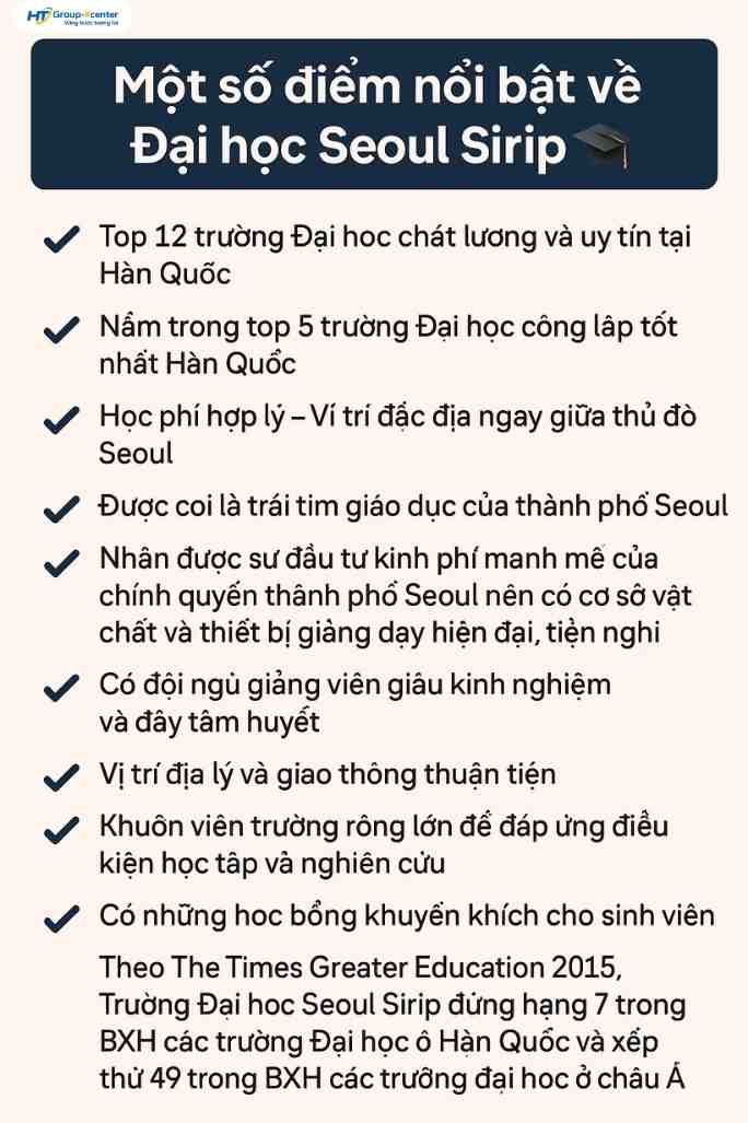 Một số điểm nổi bật về Đại học Seoul Sirip